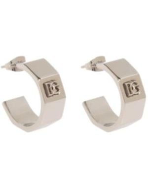 Dolce & Gabbana Logo Embossed Earrings - White