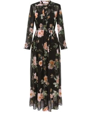 Zimmermann Luna Burnout-Sheath Lace-Detail V-Neck Maxi Dress - Black