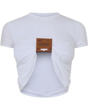 Jean Paul Gaultier Solid Colour Pullover Short Sleeve Top - White