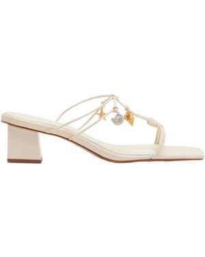 FARM Rio Embellished Leather Mules - White