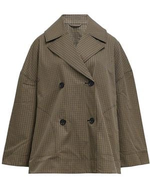 TOTEME Totême Double Breasted Oversized Check Coat - Green