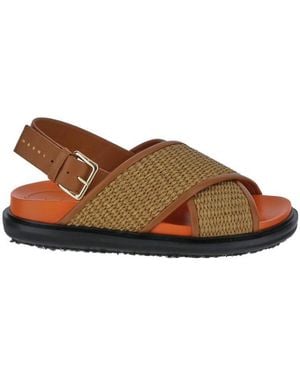 Marni Fussbett Cross-Strap Sandals - Brown