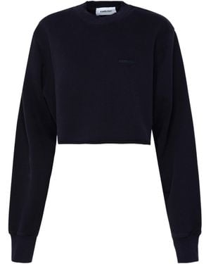 Ambush Logo Embroidered Crewneck Cropped Sweatshirt - Blue