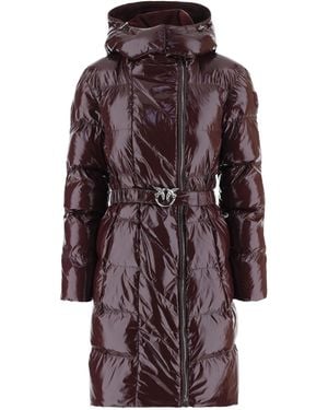 Pinko Love Birds Belted Quilted Coat - Purple