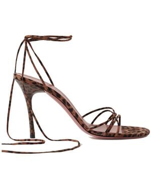 AMINA MUADDI Leopard-Print Suede Sandals - Metallic