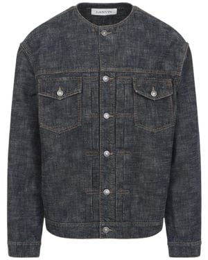 Lanvin Crewneck Buttoned Denim Jacket - Grey