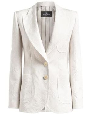 Etro Paisley Embroidered Blazer - White