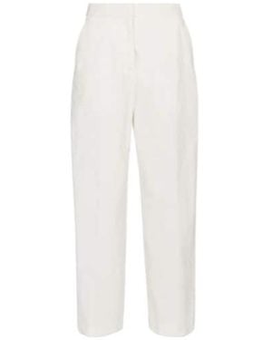 Jil Sander High-Rise Straight Cotton-Blend Pants - White