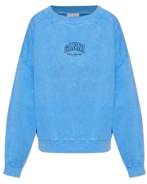 Ganni Logo-Print Sweatshirt - Blue
