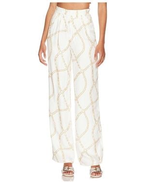 Anine Bing Chain Link-Print Trousers - White