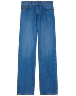 Tod's Leather-Patch Five-Pocket Jeans - Blue