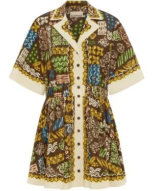 ALÉMAIS Collared Short-Sleeved Dress - Metallic