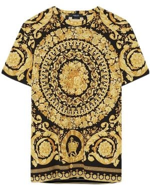 Versace Allover Baroque Pattern Crewneck T-Shirt - Yellow