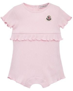 Moncler Ruffled Cotton Romper - Pink