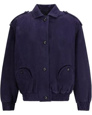 Blazé Milano Blazé Milano Viva Charlie Suede Bomber Jacket - Blue