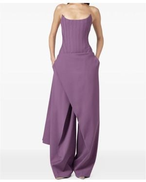 GIUSEPPE DI MORABITO Wrapped Wide-Leg Tailored Trousers - Purple