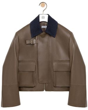 Loewe Patch Pocket Leather Jacket - Brown