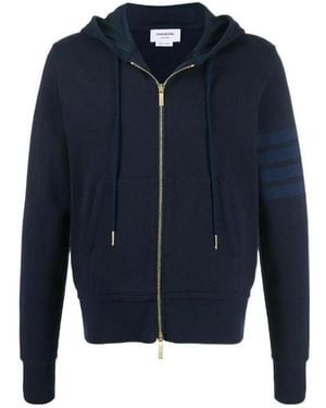 Thom Browne Tonal 4-Bar Hooded Jacket - Blue
