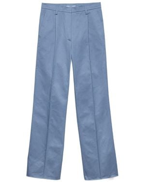 Prada Pleated Straight-Leg Trousers - Blue