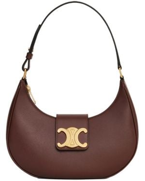 Celine Ava Medium Triomphe Suede Shoulder Bag in Brown | Lyst