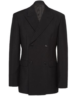 Prada Double-Breasted Mohair Wool Jacket - Black