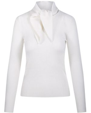 P.A.R.O.S.H. P.A.R.O..H. Long D Bow-Neck Knitted Sweater - White