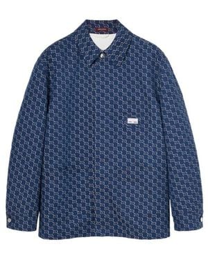 Gucci Monogrammed Long-Sleeve Shirt - Blue