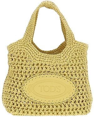 Tod's Manici Logo Debossed Tote Bag - Yellow