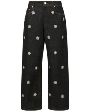 Marni Daisy Appliqué Denim Jeans - Black