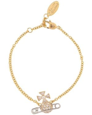 Vivienne Westwood Hectorina Orb Safety Pin Bracelet - Metallic