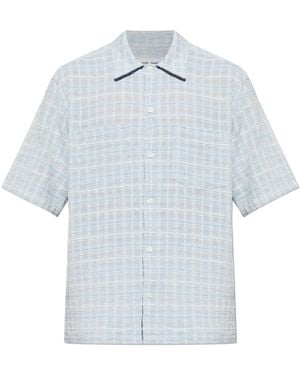 Samsøe & Samsøe Checked-Pattern Chest-Pocket Shirt - Blue