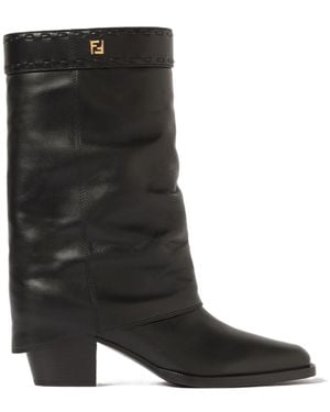 Fendi Ff Leather Boot - Black