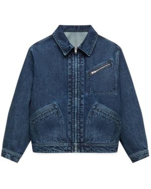 KENZO Signature Genderless Japanese Denim Utility Jacket - Blue