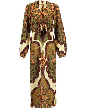 Johanna Ortiz Tie-Front Paisley Print Dress - Metallic