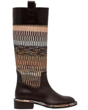Missoni Panelled Knee-High Boots - Brown