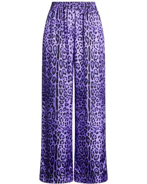 Dolce & Gabbana Leopard Print Casual Trousers - Purple