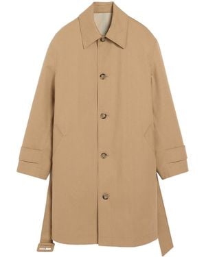 Ami Paris Ami Belted Single-Breasted Coat - Natural