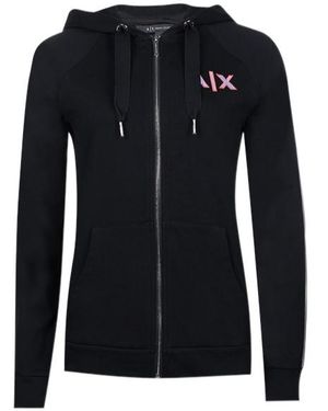 ARMANI EXCHANGE Monogram-Print Zip-Up Hoodie - Black