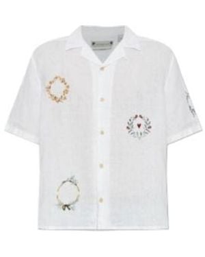 AllSaints Deck Embroidered Short-Sleeve Shirt - White