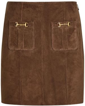 RIXO London Horsebit-Embellished Suede Mini Skirt - Brown