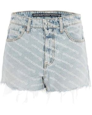 Alexander Wang Bite Logo Denim Shorts - Blue