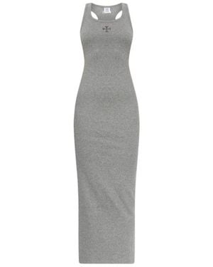 Vetements Logo Detailed Sleeveless Ribbed Dress - Grey