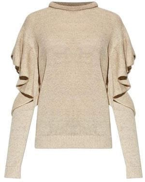 Moschino Ruffled Sleeve Knitted Jumper - Natural