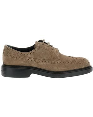 Hogan Round Toe Lace-Up Shoes - Brown