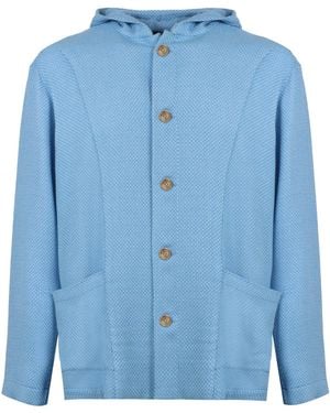 Kiton Luca Hooded Cardigan - Blue