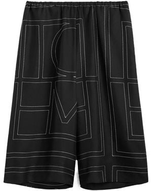 TOTEME Monogram-Print Shorts - Black