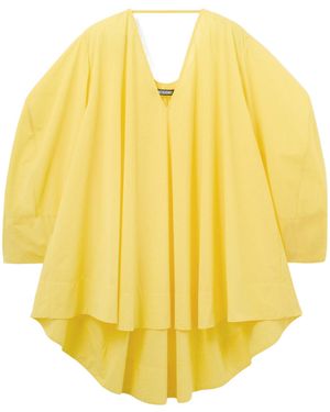 Jacquemus V-Neck Sheer Flared Dress - Yellow