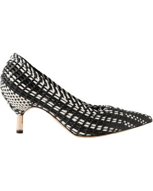 Gabriela Hearst Andres Two-Tone Woven Leather Court Shoes - Black