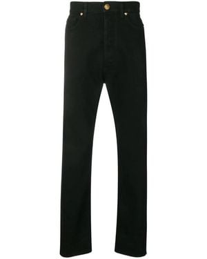 Versace Logo-Patch Slim-Fit Jeans - Black