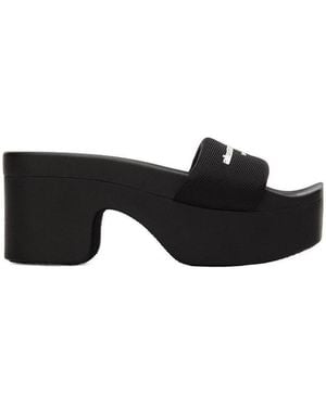 Alexander Wang Logo Printed Strap Heel Sandals - Black